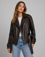 Monroe Espresso Belted Leather Jacket