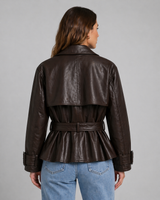 Monroe Espresso Belted Leather Jacket
