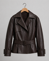 Monroe Espresso Belted Leather Jacket