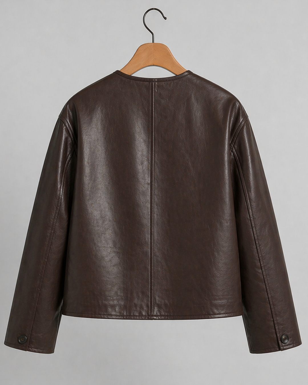 Espresso Minimal Leather Jacket