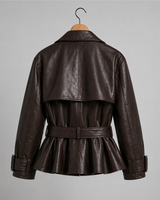 Monroe Espresso Belted Leather Jacket