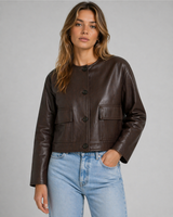 Espresso Minimal Leather Jacket