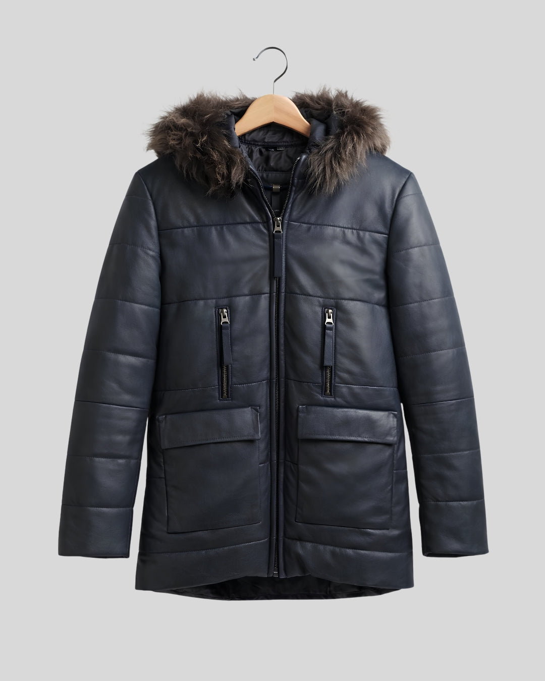 Midnight Frost Leather Parka
