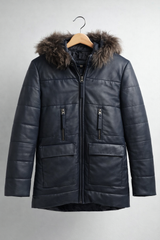 Midnight Frost Leather Parka