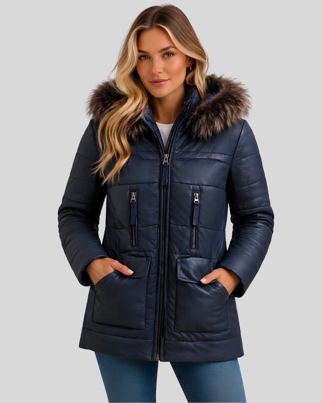 Midnight Frost Leather Parka
