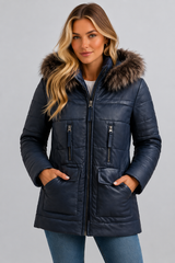 Midnight Frost Leather Parka