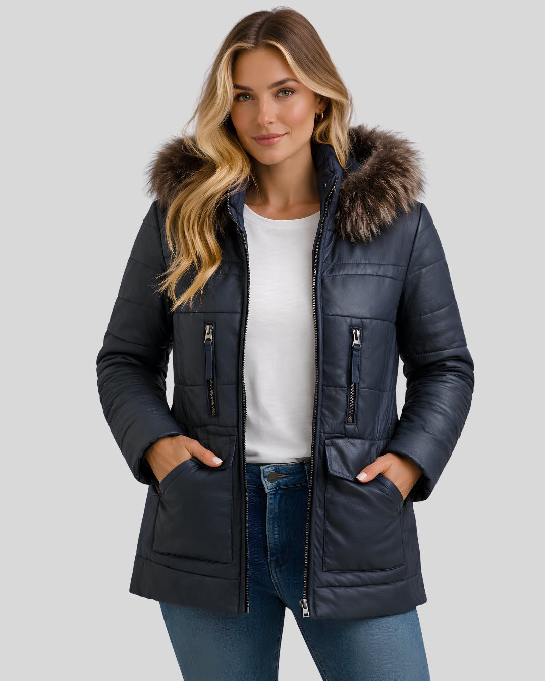 Midnight Frost Leather Parka