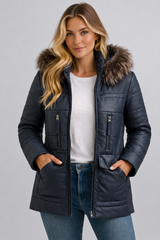 Midnight Frost Leather Parka
