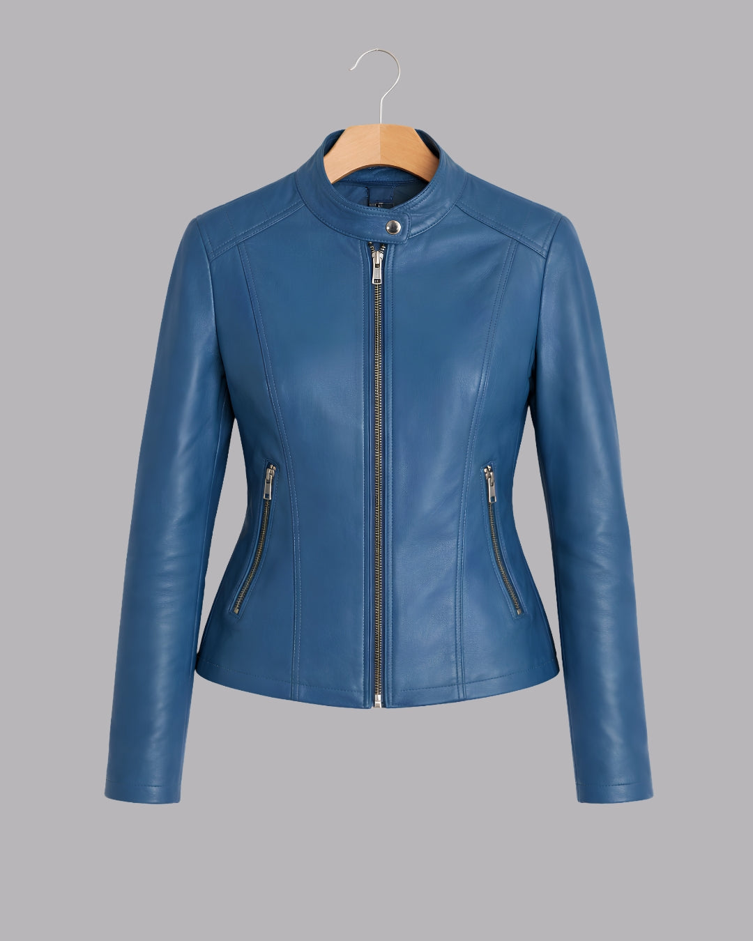Azure Luxe Women’s Leather Jacket