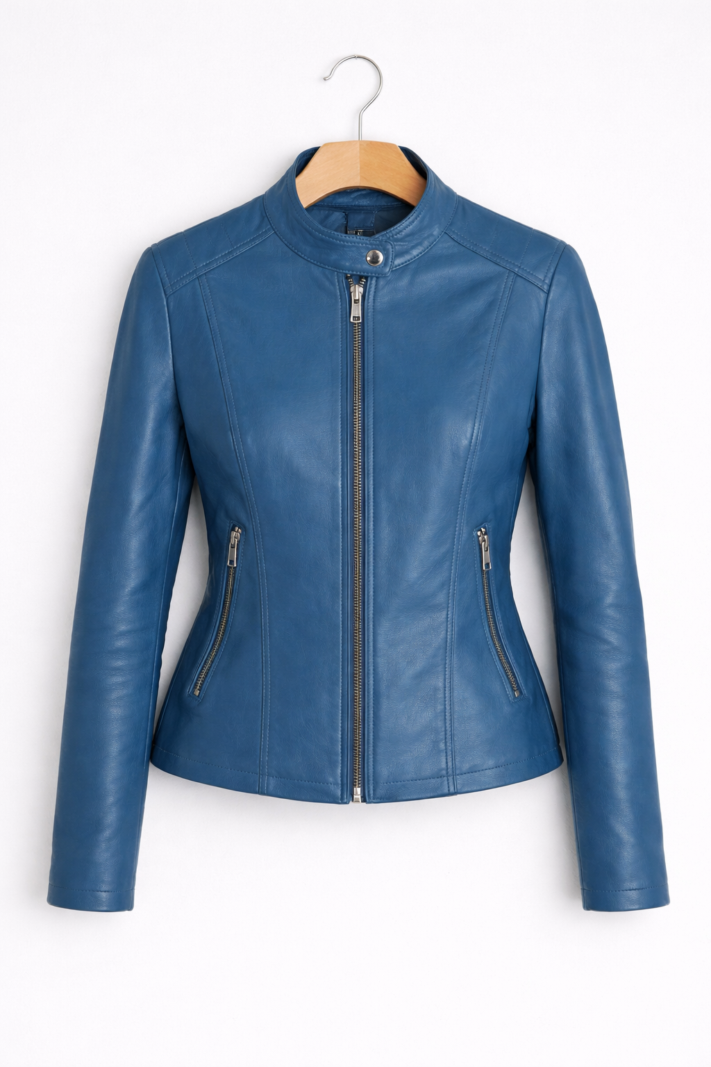 Azure Luxe Women’s Leather Jacket