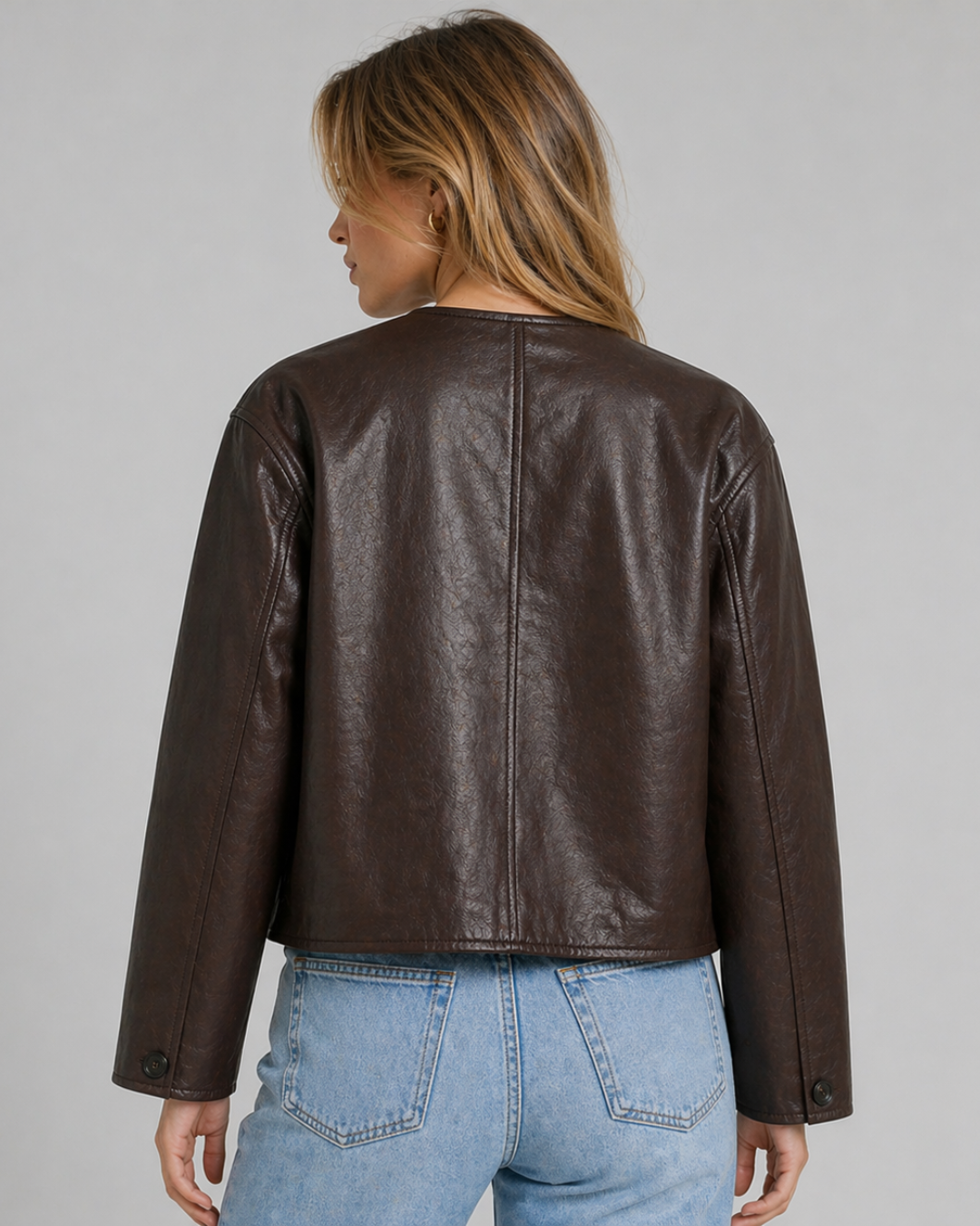 Espresso Minimal Leather Jacket