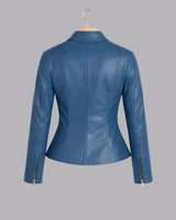 Azure Luxe Women’s Leather Jacket