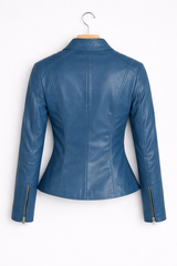 Azure Luxe Women’s Leather Jacket