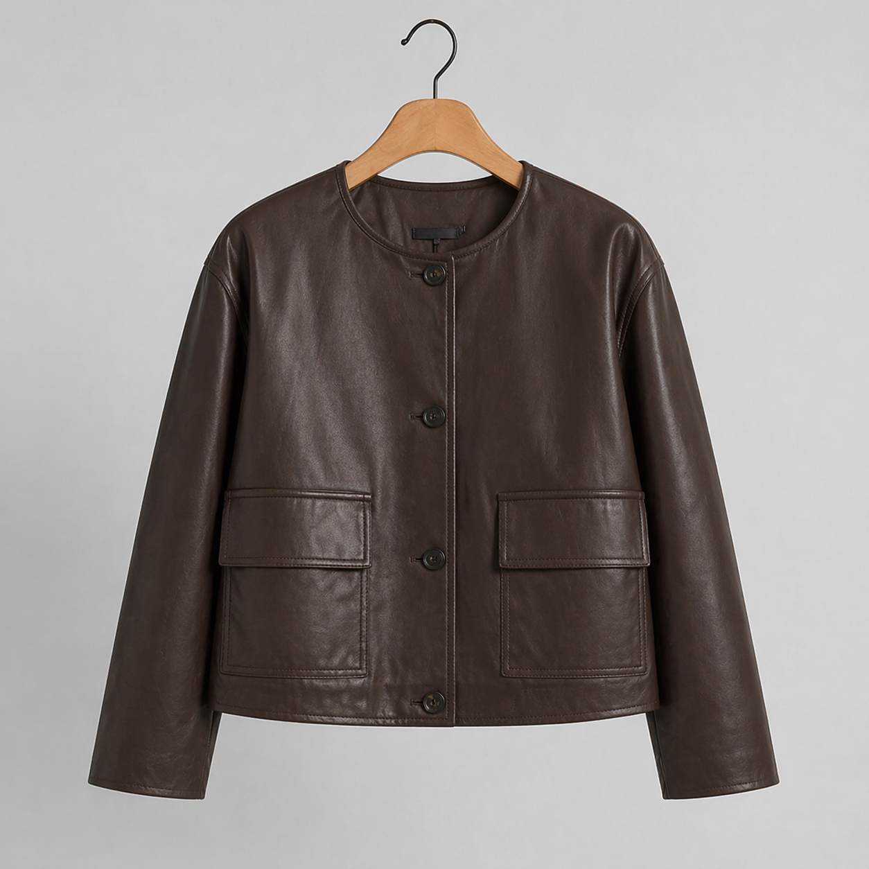 Espresso Minimal Leather Jacket