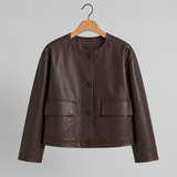 Espresso Minimal Leather Jacket