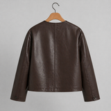 Espresso Minimal Leather Jacket