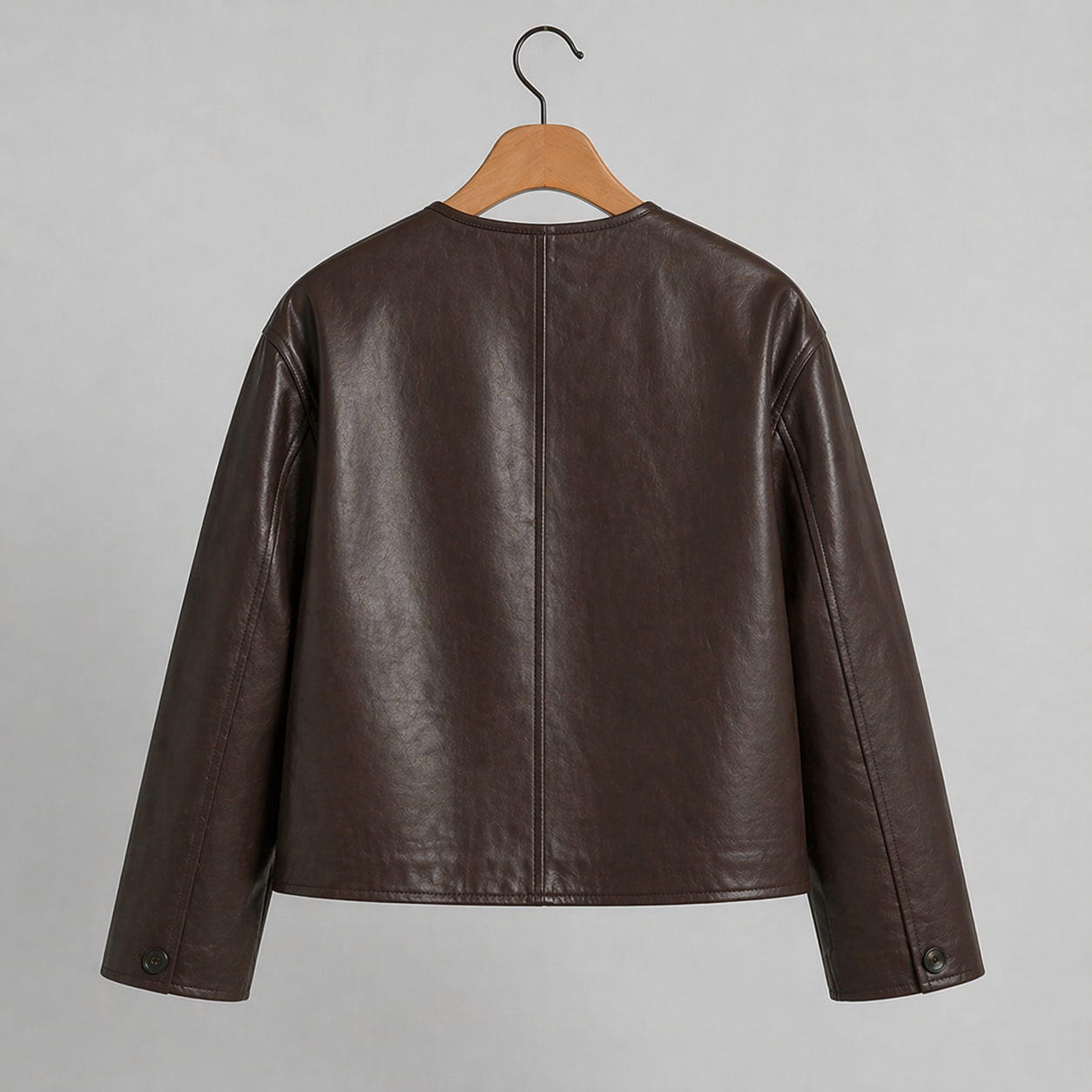 Espresso Minimal Leather Jacket
