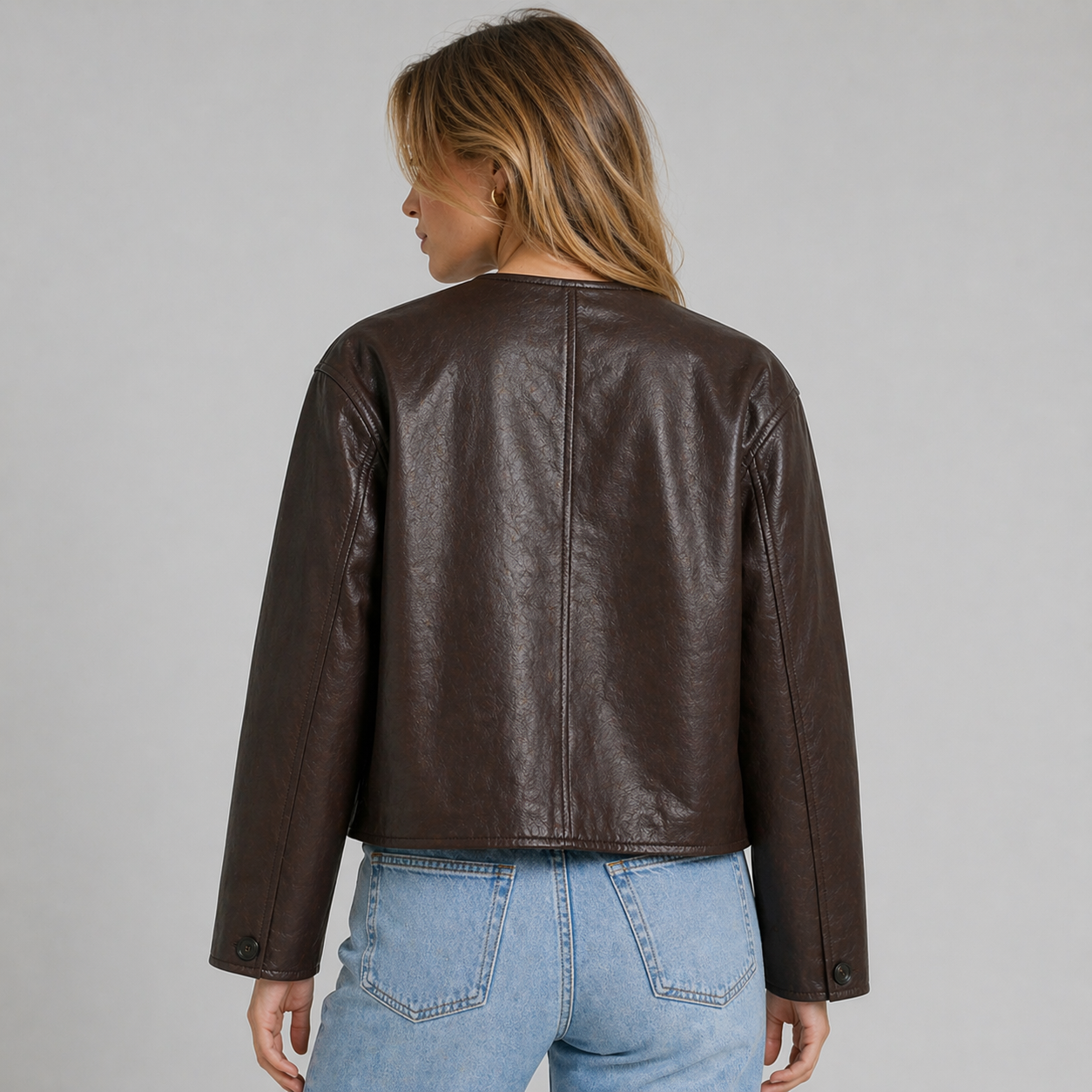 Espresso Minimal Leather Jacket