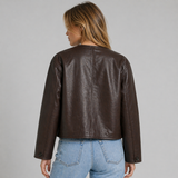 Espresso Minimal Leather Jacket