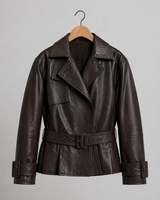 Monroe Espresso Belted Leather Jacket