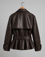 Monroe Espresso Belted Leather Jacket