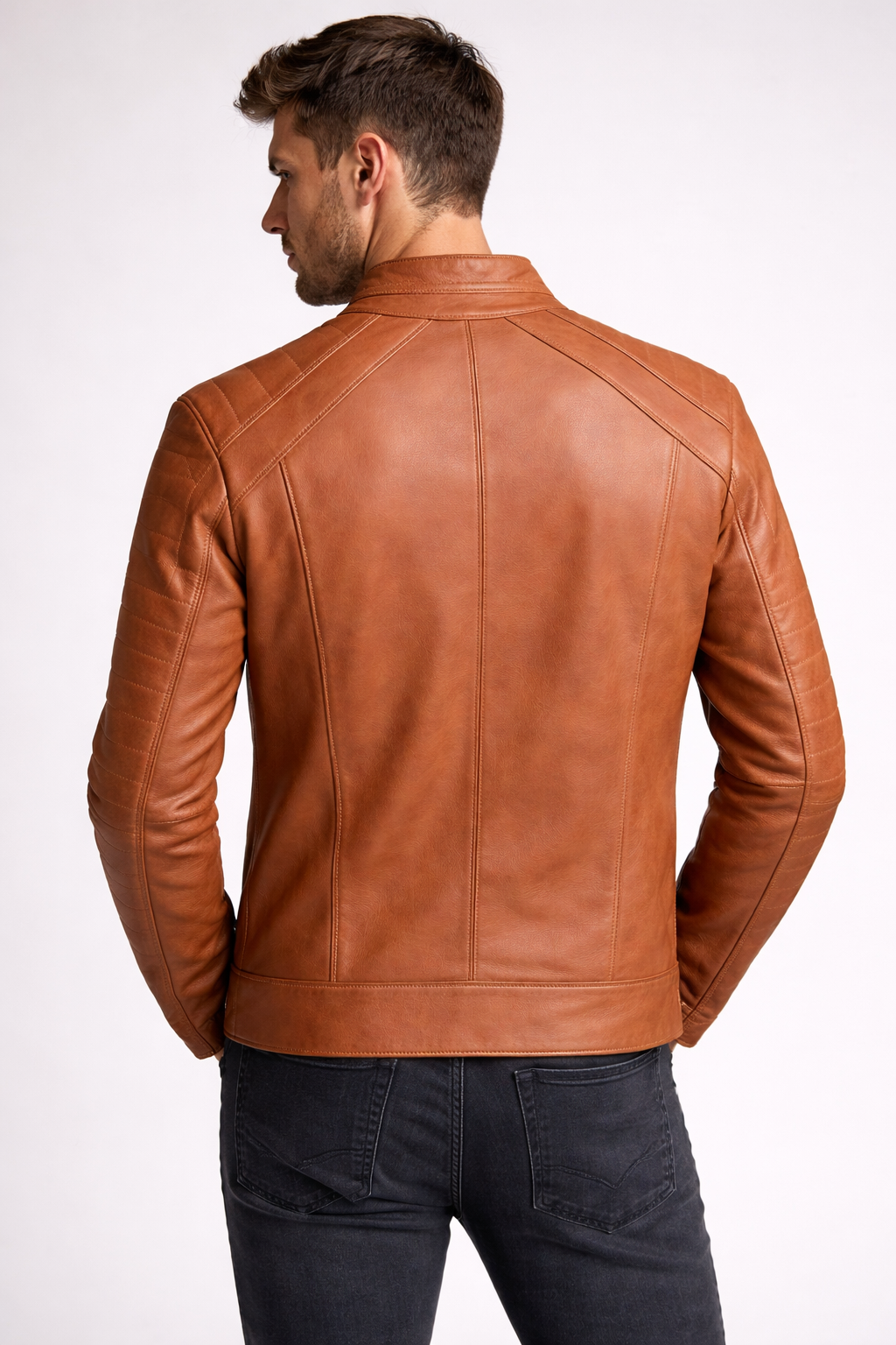 Ridge Tan Moto Leather Jacket