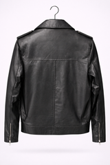 Classic Black Belted Biker Jacket
