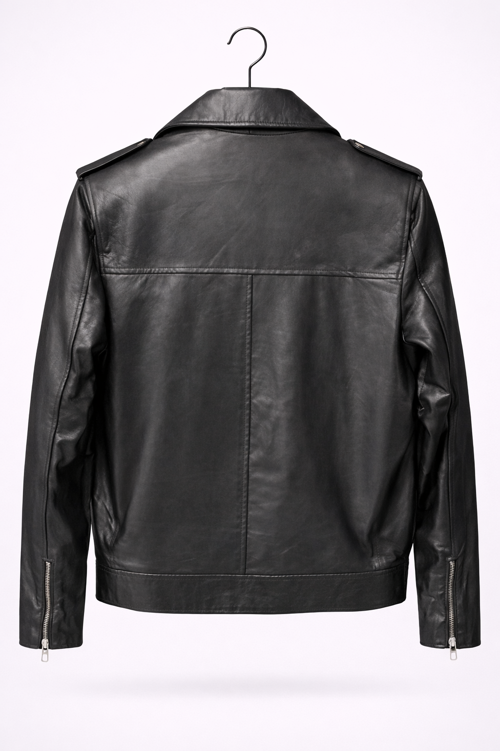 Classic Black Belted Biker Jacket
