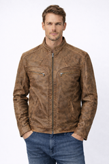 Vintage Brown Distressed Jacket – Slim Fit
