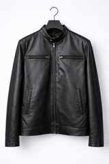 Classic Black Racer Jacket – Slim Fit