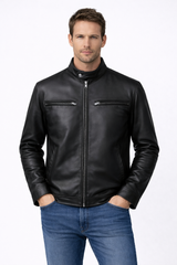 Classic Black Racer Jacket – Slim Fit