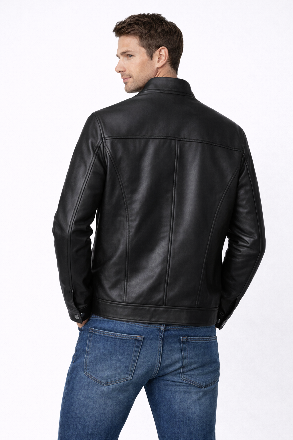 Classic Black Racer Jacket – Slim Fit
