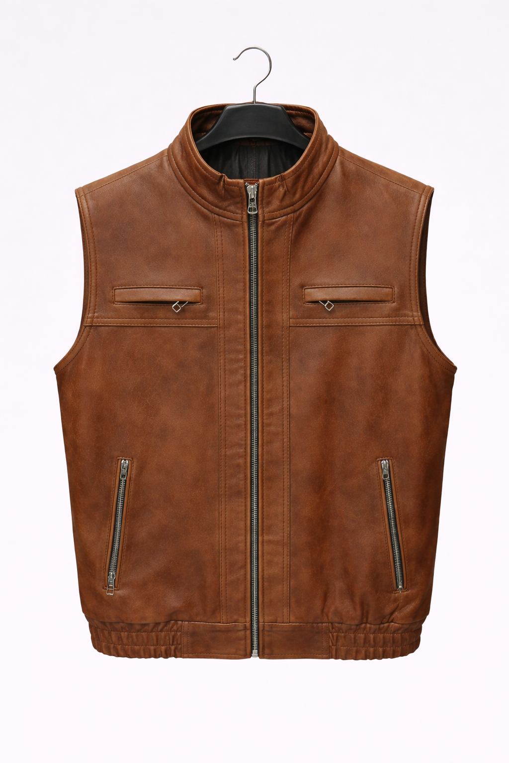 Tan Brown Leather Vest