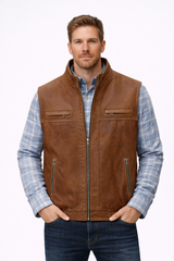 Tan Brown Leather Vest