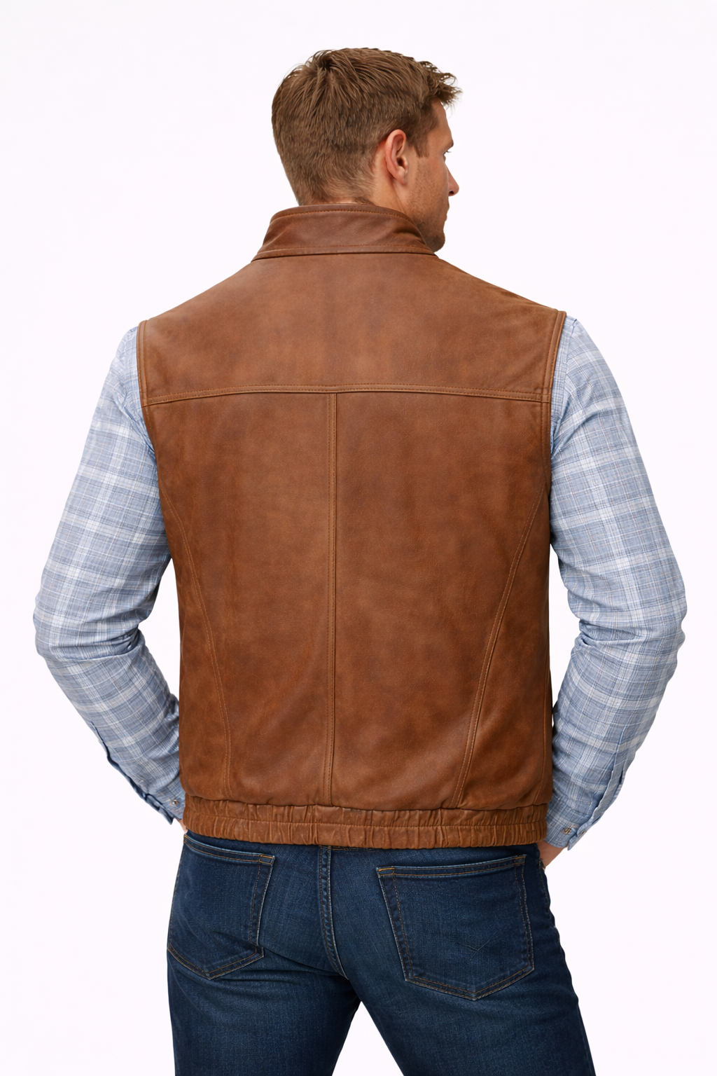 Tan Brown Leather Vest