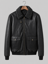 Black Bomber Jacket – Shearling Collar Edition