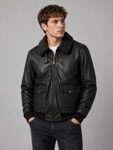 Black Bomber Jacket – Shearling Collar Edition