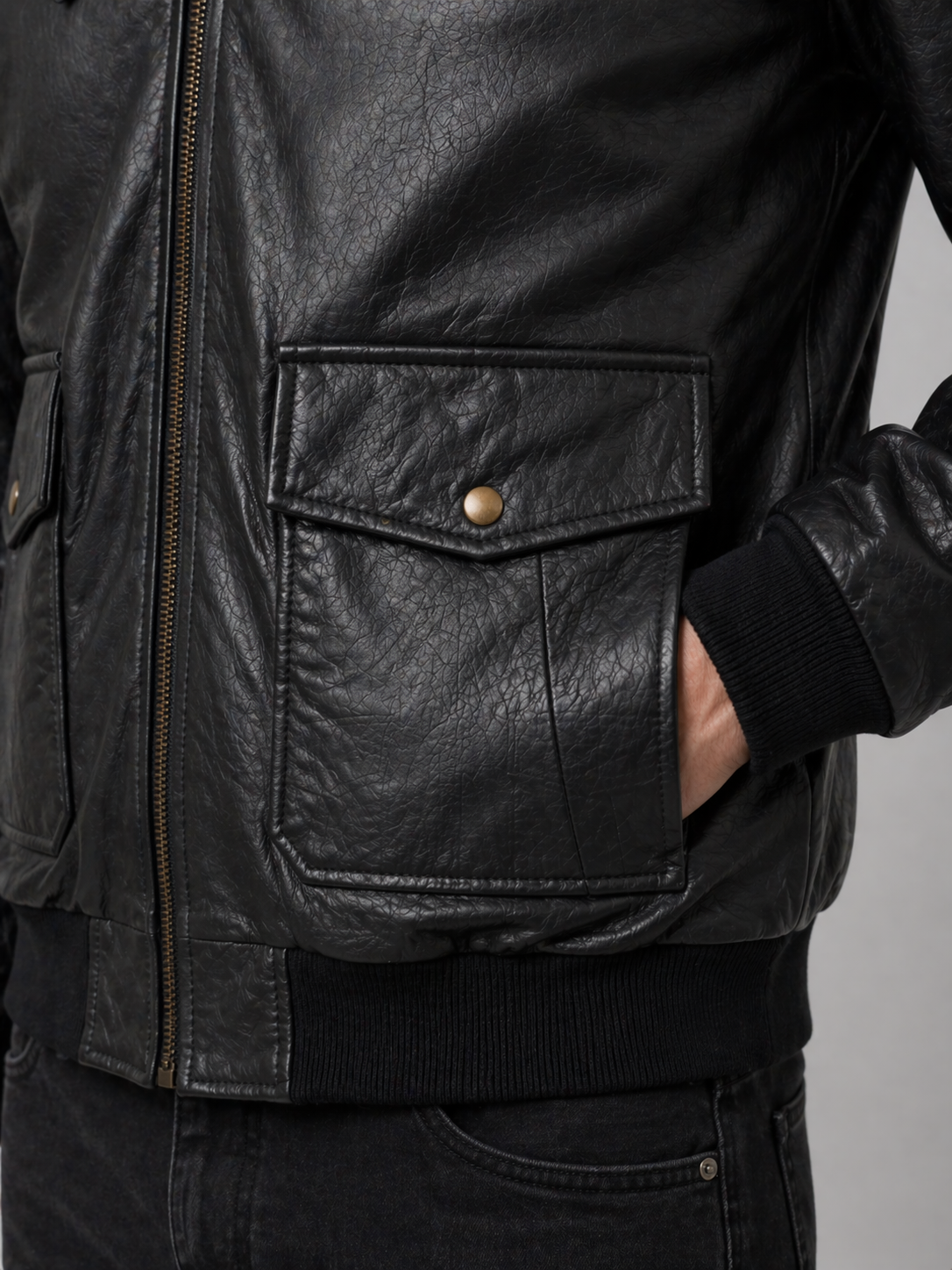 Black Bomber Jacket – Shearling Collar Edition