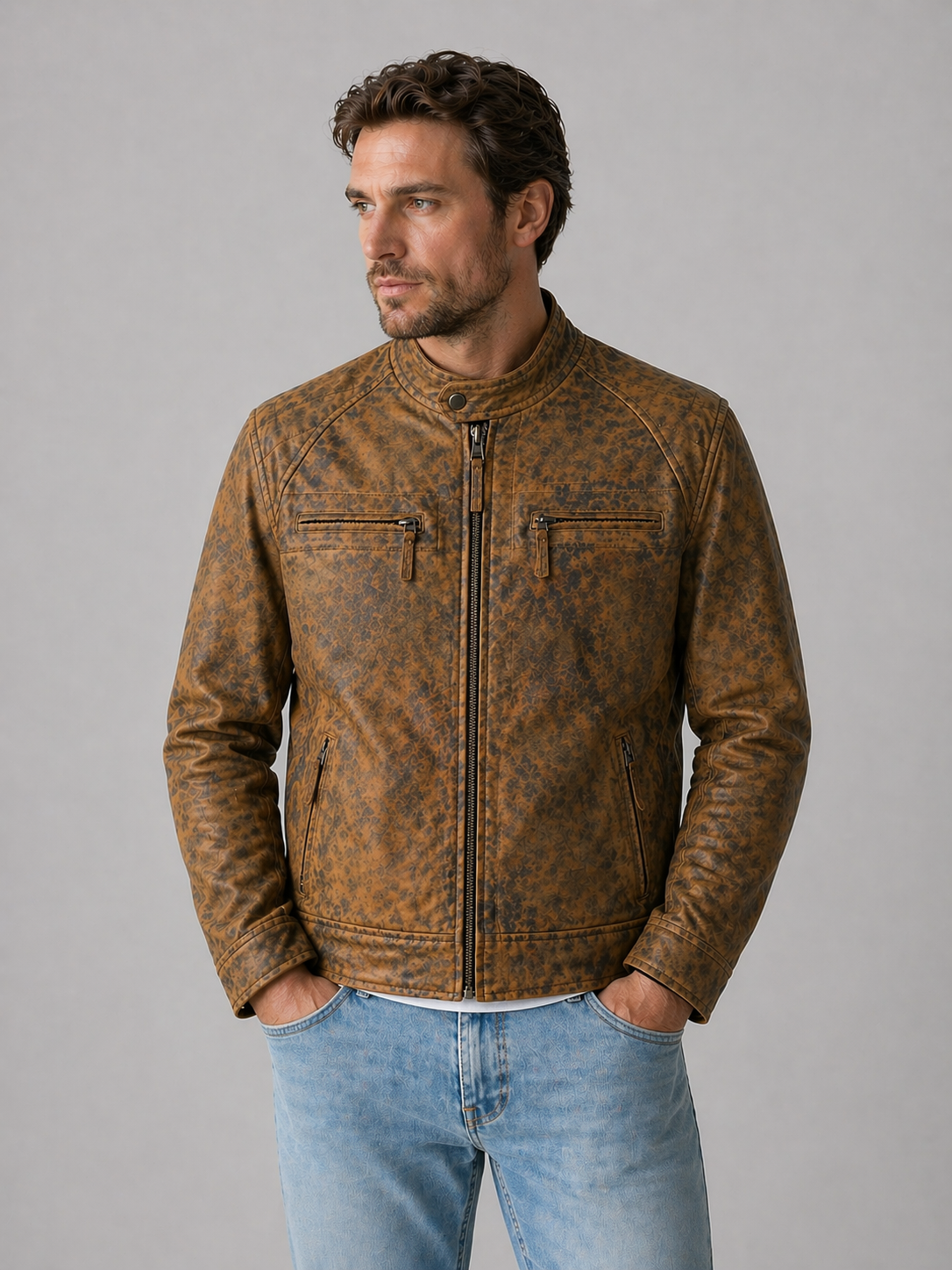 Rustic Brown Distressed Jacket