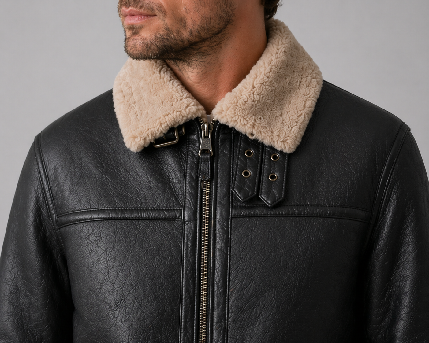 Noir Shearling Collar Jacket
