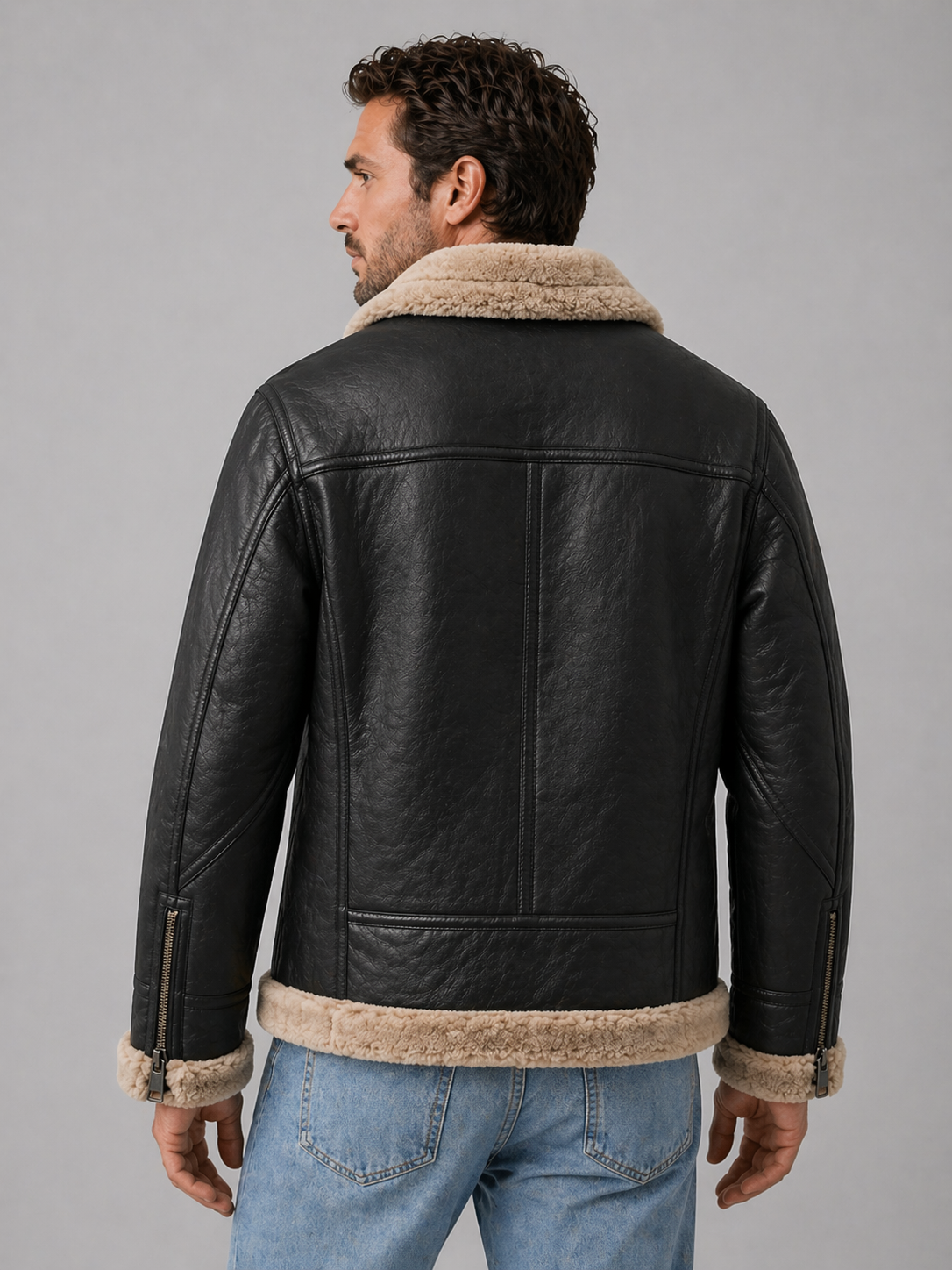 Noir Shearling Collar Jacket