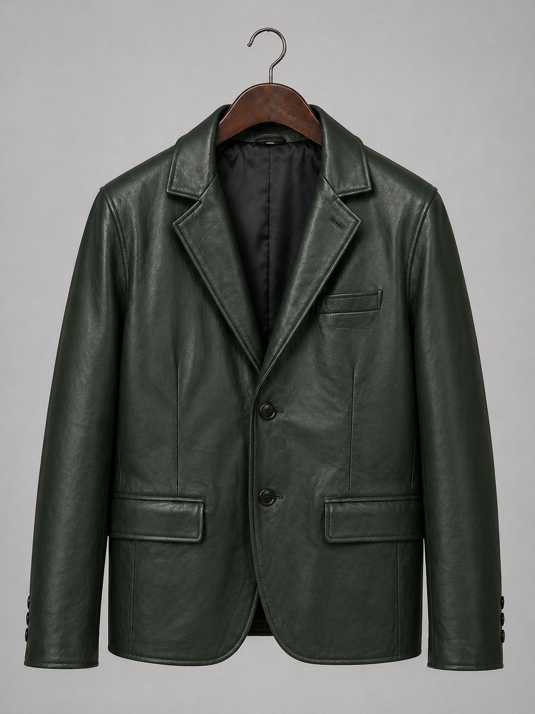Midnight Olive Leather Blazer