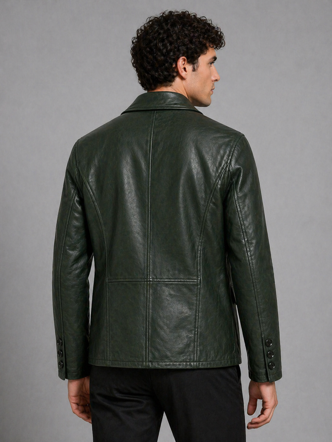 Midnight Olive Leather Blazer