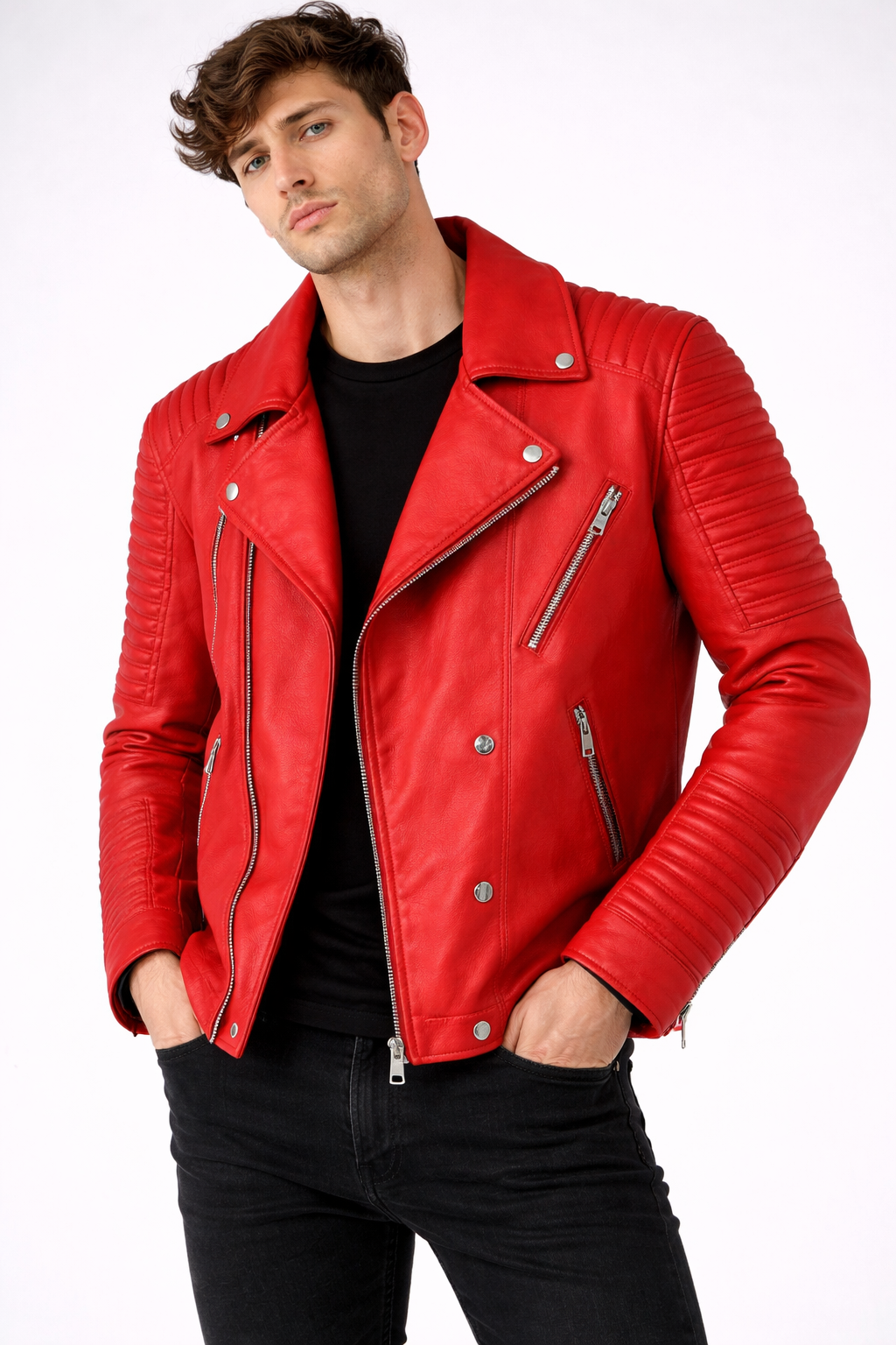 Crimson Edge Biker Jacket