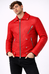 Crimson Edge Biker Jacket