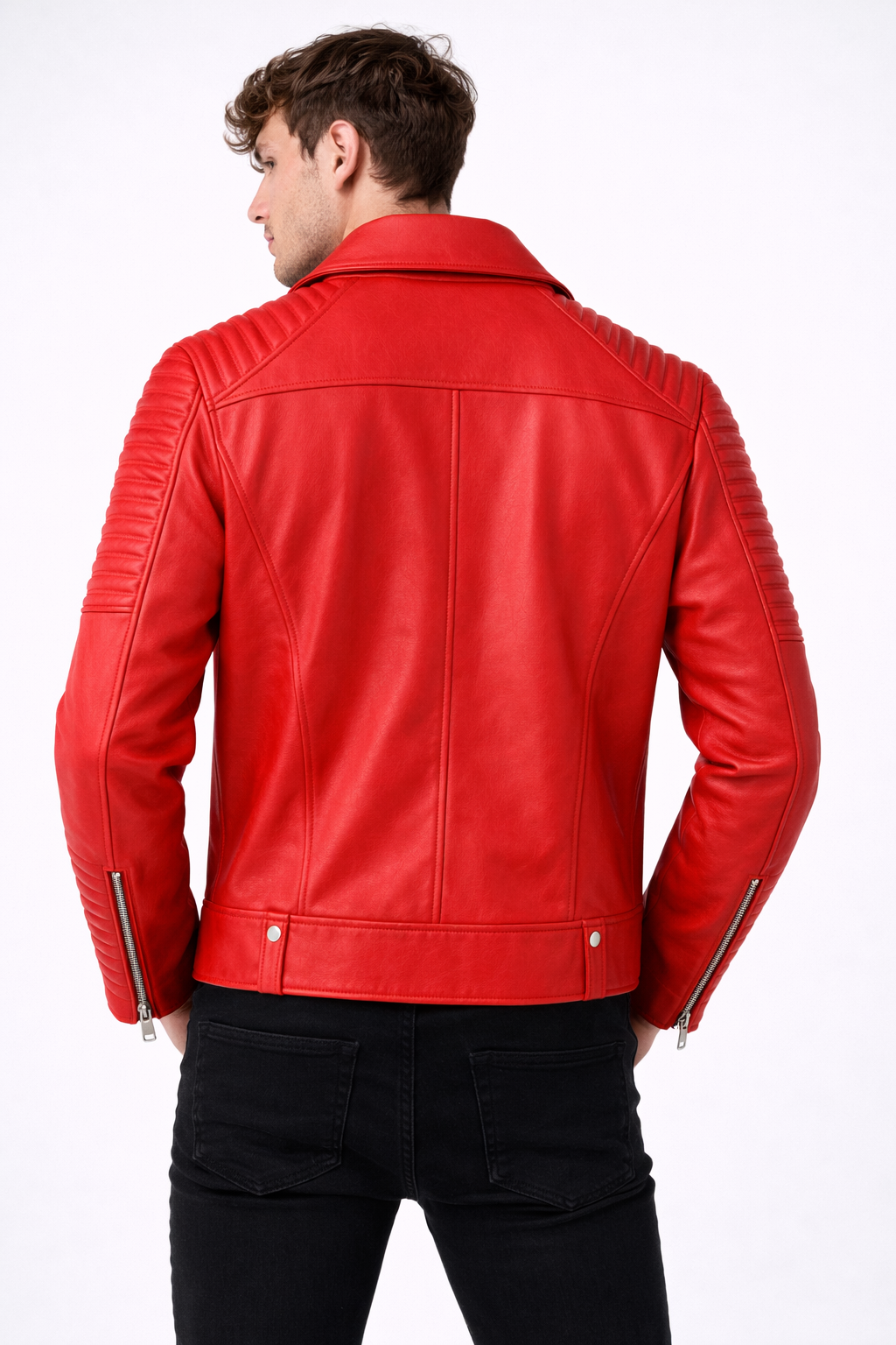 Crimson Edge Biker Jacket