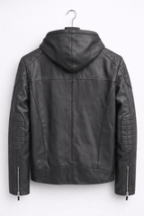 UrbanEdge Hooded Leather Jacket