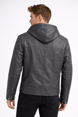 UrbanEdge Hooded Leather Jacket