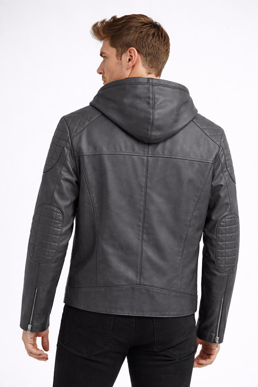 UrbanEdge Hooded Leather Jacket