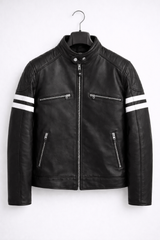 Velocity Twin Stripe Leather Jacket